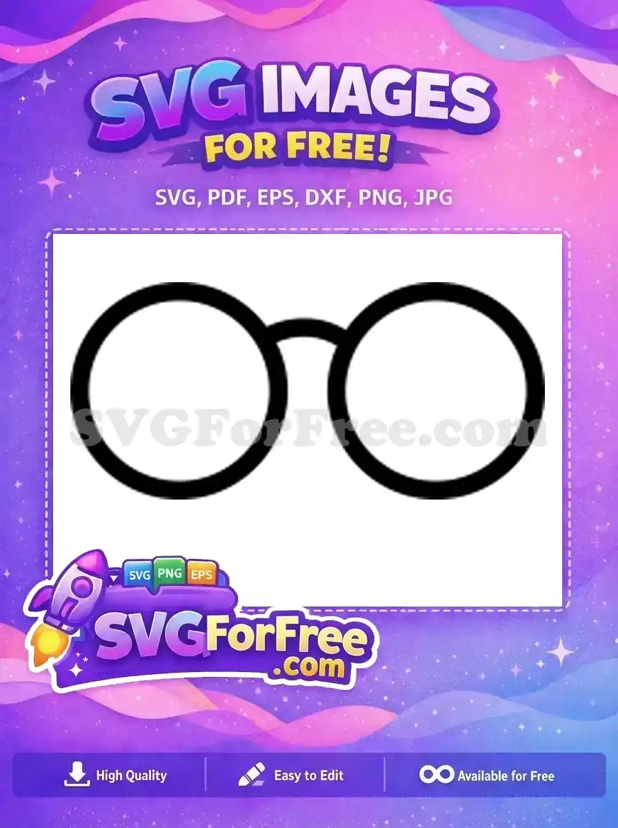 Free Round Glasses Free Black Frame Harry Potter Free SVG 2
