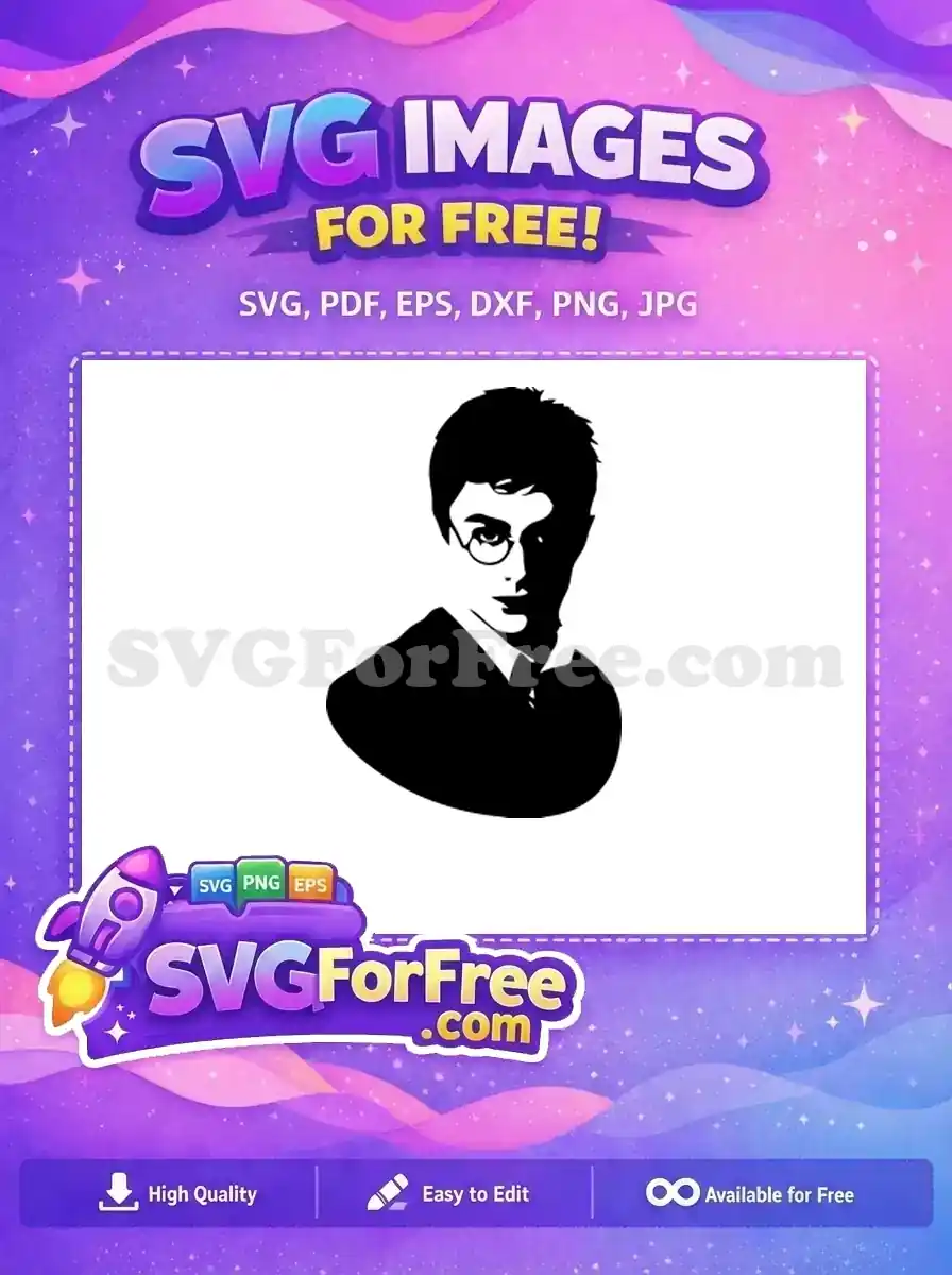 Free Black Haired Free Glasses Harry Potter Free SVG 3