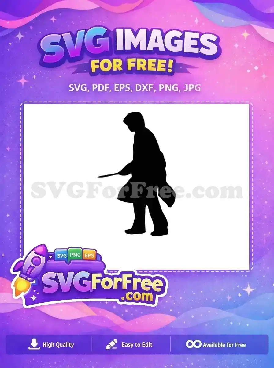 Free Wizard Silhouette Free Wand Wielding Harry Potter Free SVG