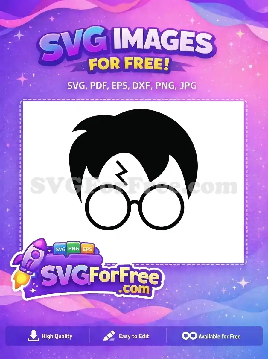 Free Round Glasses Free Lightning Scar Harry Potter Free SVG 51