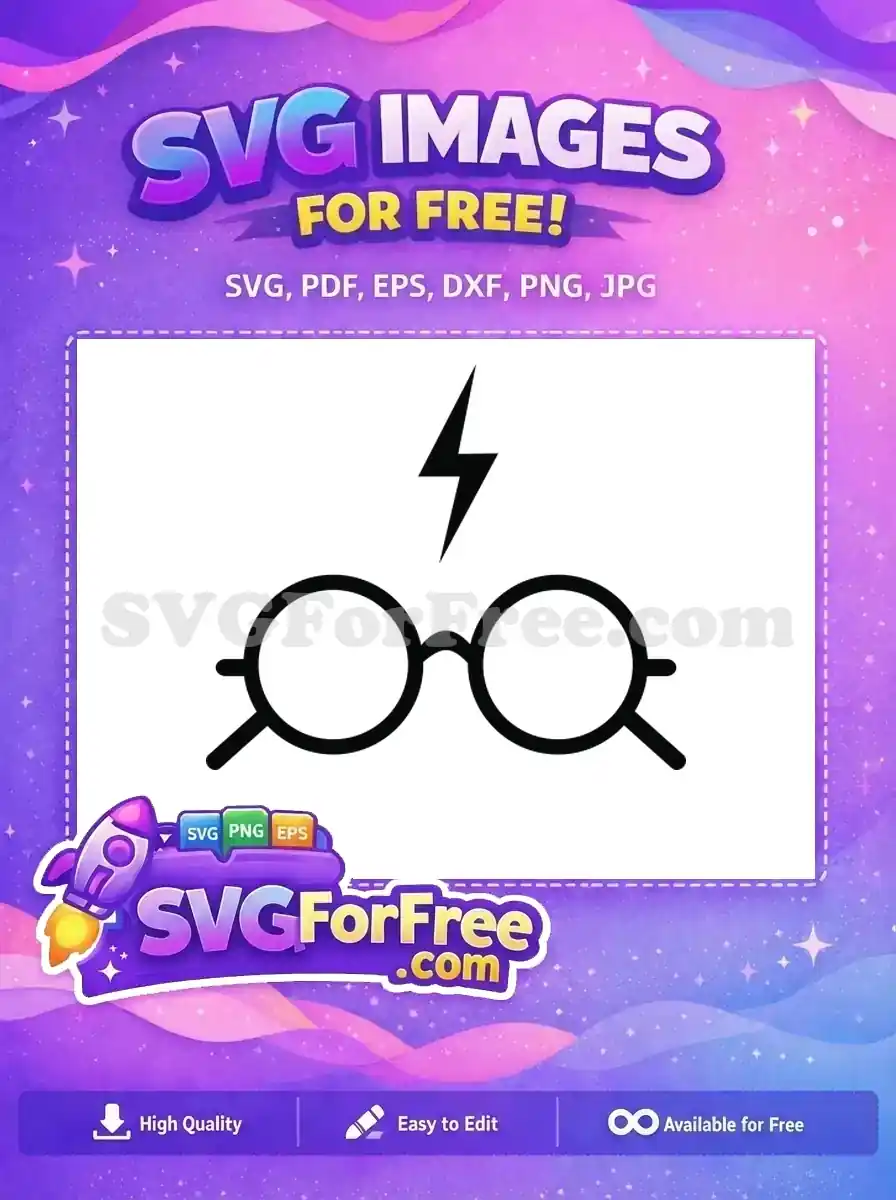 Free Round Glasses Free Lightning Scar Harry Potter Free SVG 52