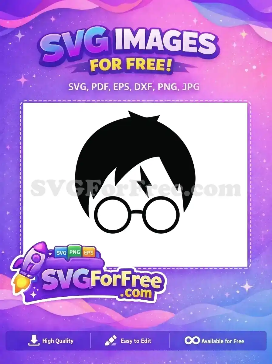Free Black Hair Free Round Glasses Harry Potter Free SVG 8