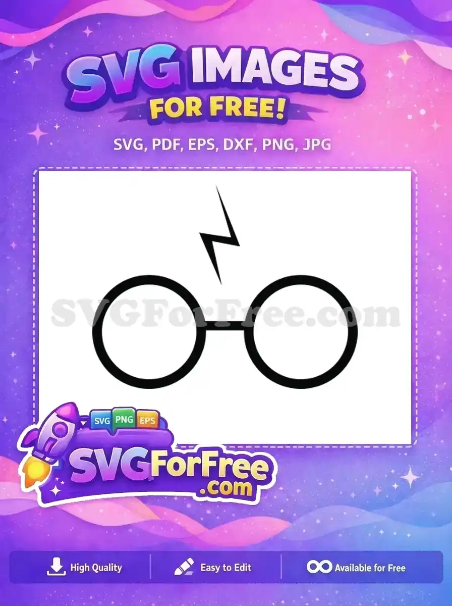 Free Round Glasses Free Lightning Scar Harry Potter Free SVG 56