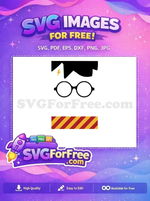 Free Lightning Bolt Scar Free Gryffindor Scarf Harry Potter Free SVG