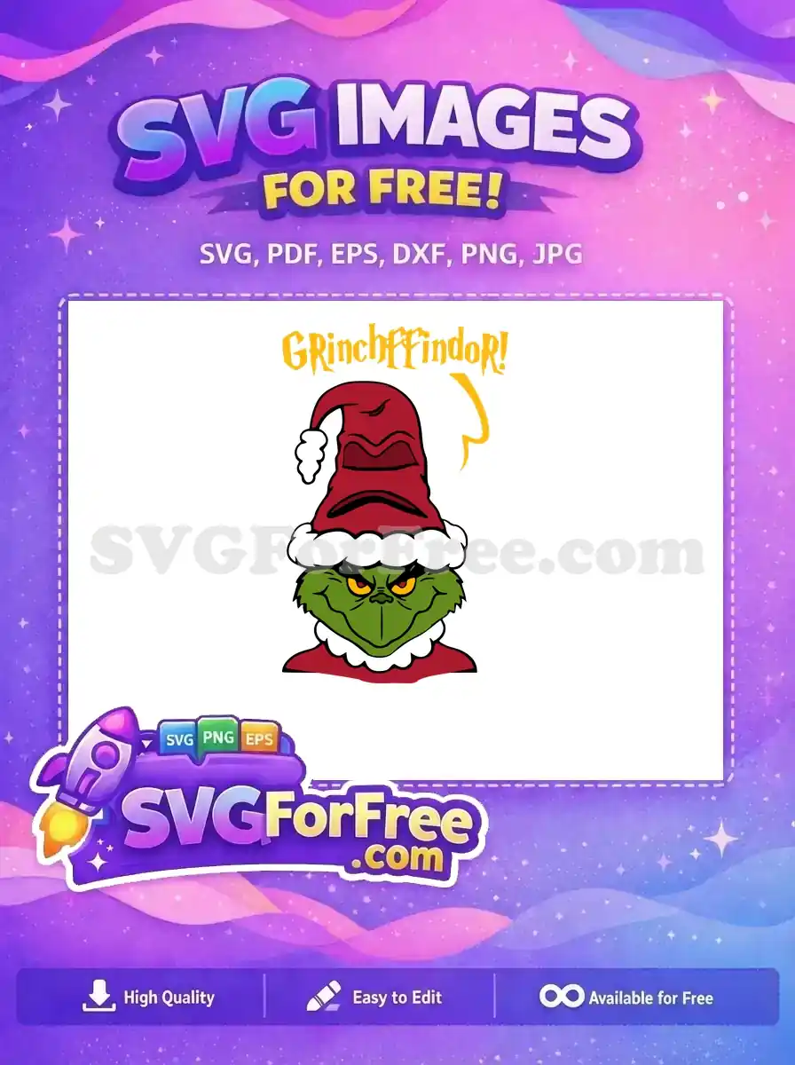 Free Grinch Grimace Free Red Hat Grinch Harry Potter Free SVG