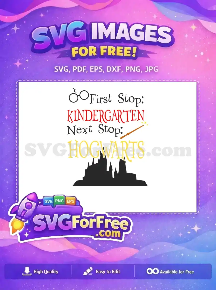 Free Kindergarten Red Text Free Hogwarts Yellow Text Harry Potter Free SVG
