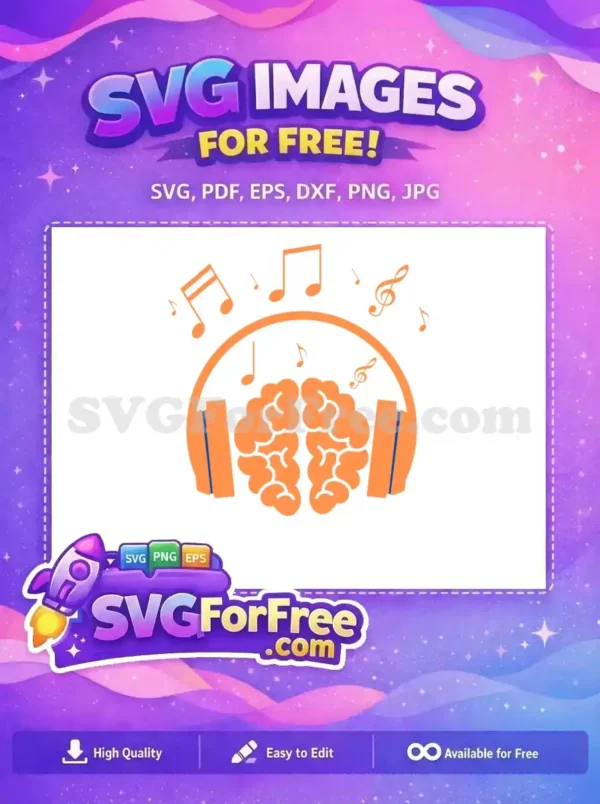 Free Orange Headphones Free Music Notes Brain Free SVG
