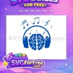 Free Music Notes Free Brain Silhouette Headphone Brain Free SVG - Instant Download