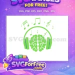Free Green Music Notes Free Brain Headphones Concept Free SVG - Instant Download