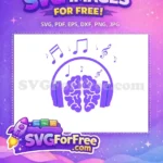 Free Purple Music Notes Free Headphone Brain Design Free SVG - Instant Download