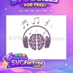 Free Music Notes Free Purple Brain Headphone Design Free SVG - Instant Download