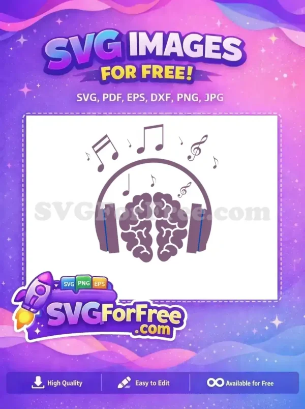 Free Music Notes Free Purple Brain Headphone Design Free SVG
