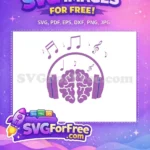 Free Musical Notes Free Purple Brain Headphone Brain Free SVG - Instant Download