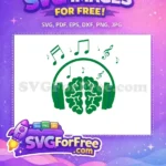 Free Green Music Notes Free Brain Headphone Graphic Design Free SVG - Instant Download