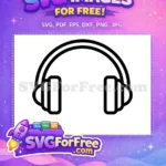 Free Black Line Art Free Headphone Music Free SVG - Instant Download