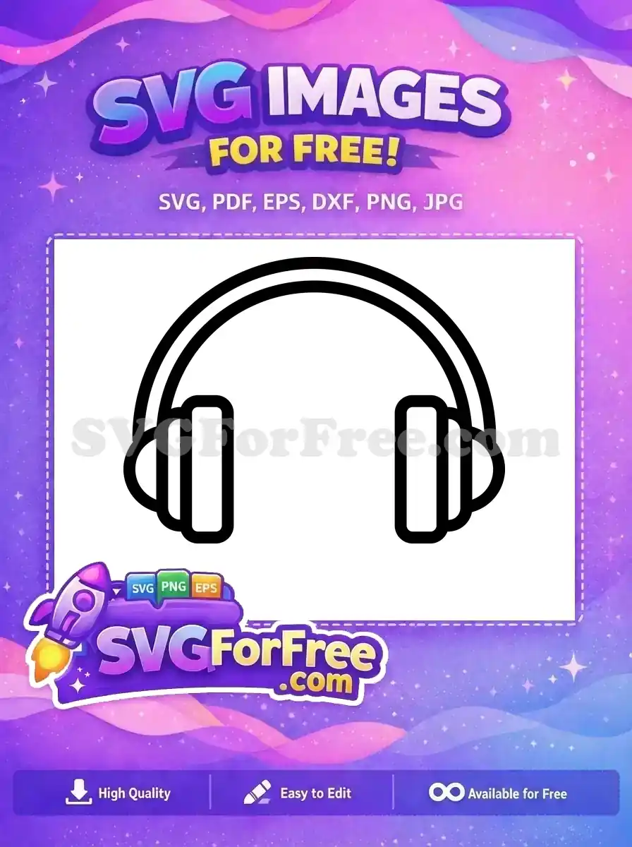 Free Black Line Art Free Headphone Music Free SVG