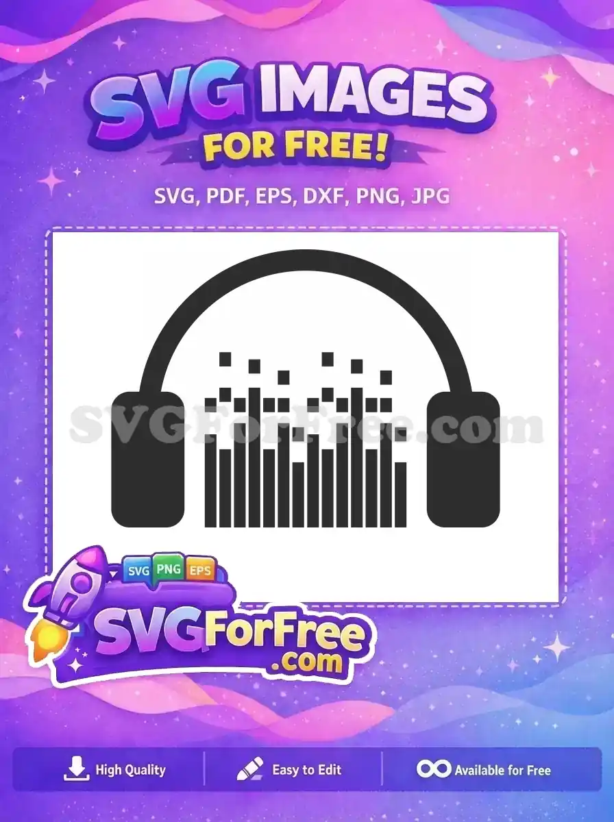 Free Black Headset Free Audio Waves Music Free SVG