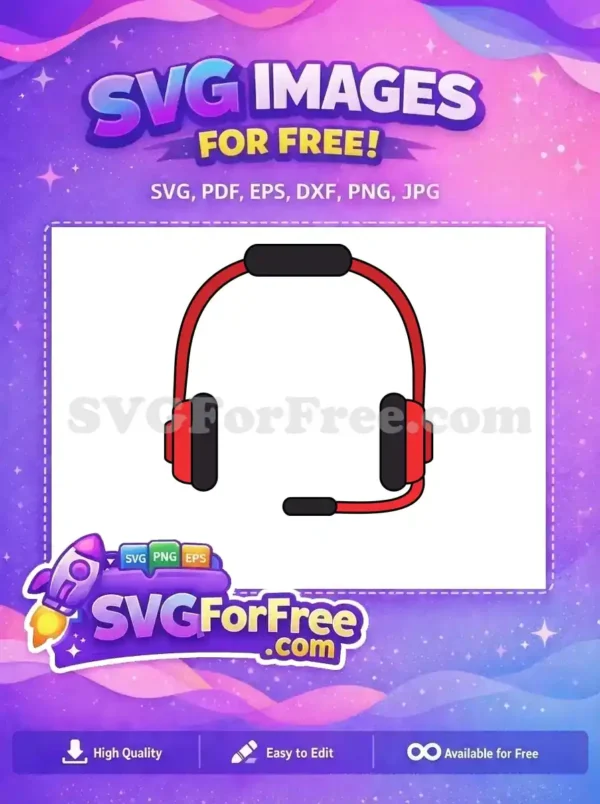 Free Red Headset Free Gaming Headphone Accessory Free SVG