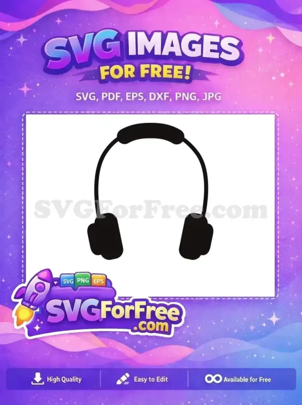 Free Black Padded Headset Free Minimalist Style Accessory Free SVG