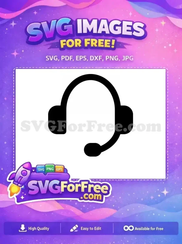Free Black Headset Free Simple Line Art Free SVG