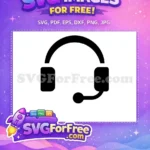Free Black Headset Free Microphone Simple Icon Free SVG - Instant Download