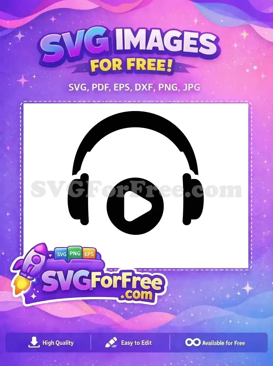 Free Black Headset Free Play Button Music Free SVG 2