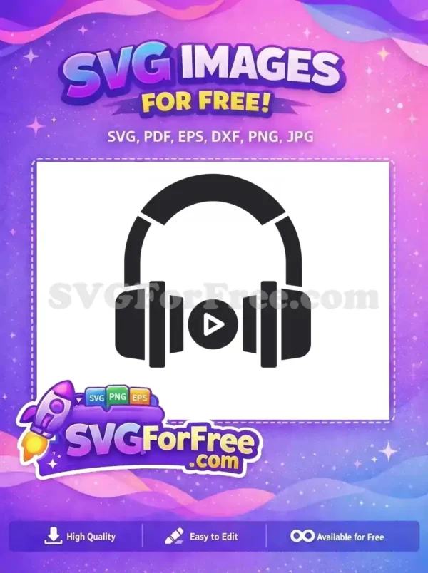 Free Dark Headset Free Play Button Podcast Free SVG