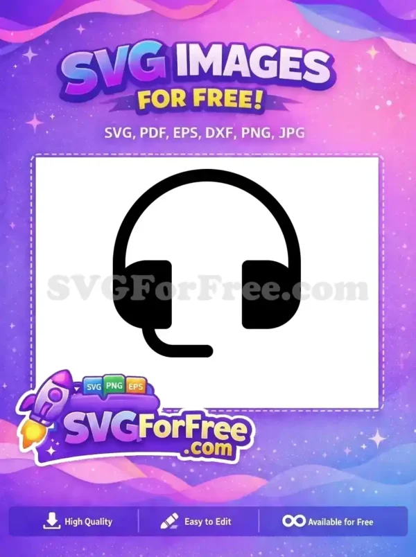 Free Black Padded Headset Free Boom Mic Headphone Free SVG
