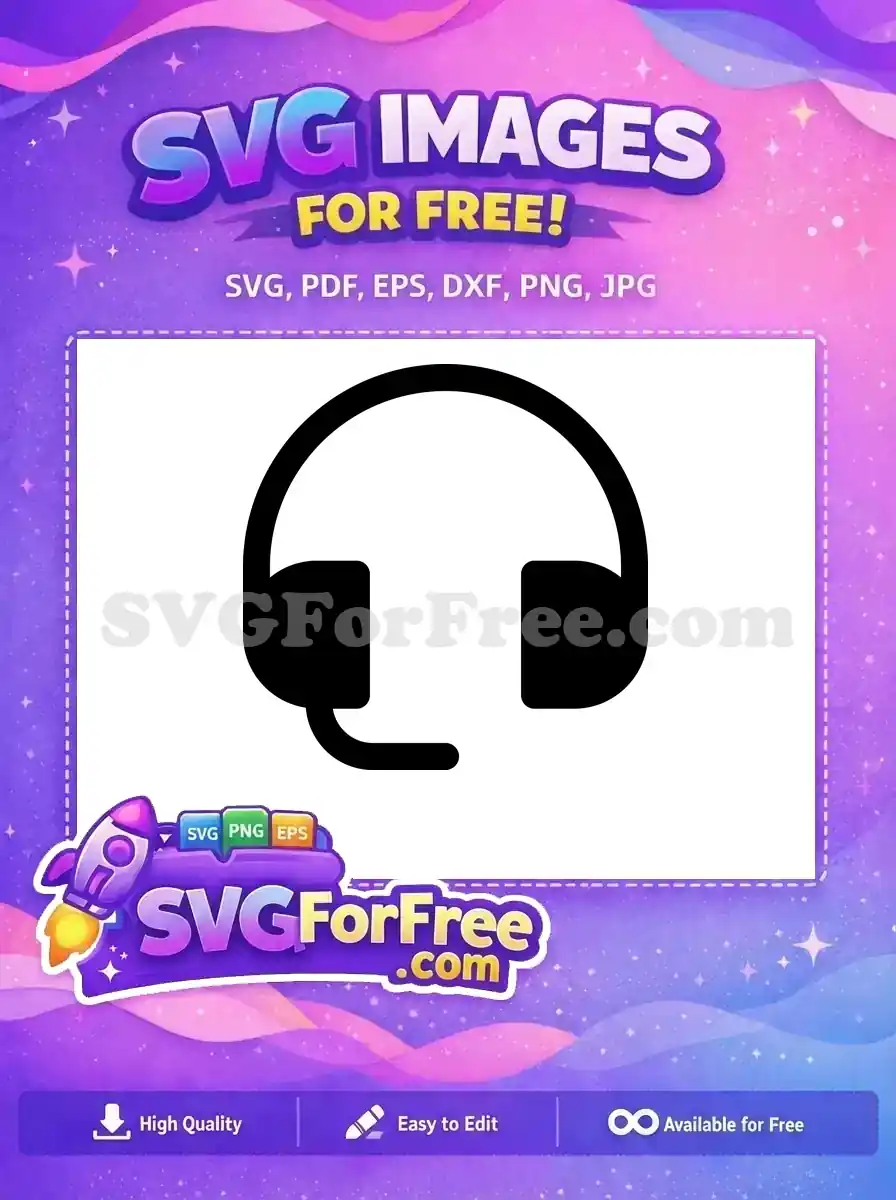 Free Black Padded Headset Free Boom Mic Headphone Free SVG