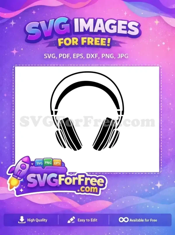 Free Over Ear Headset Free Black and White Music Free SVG