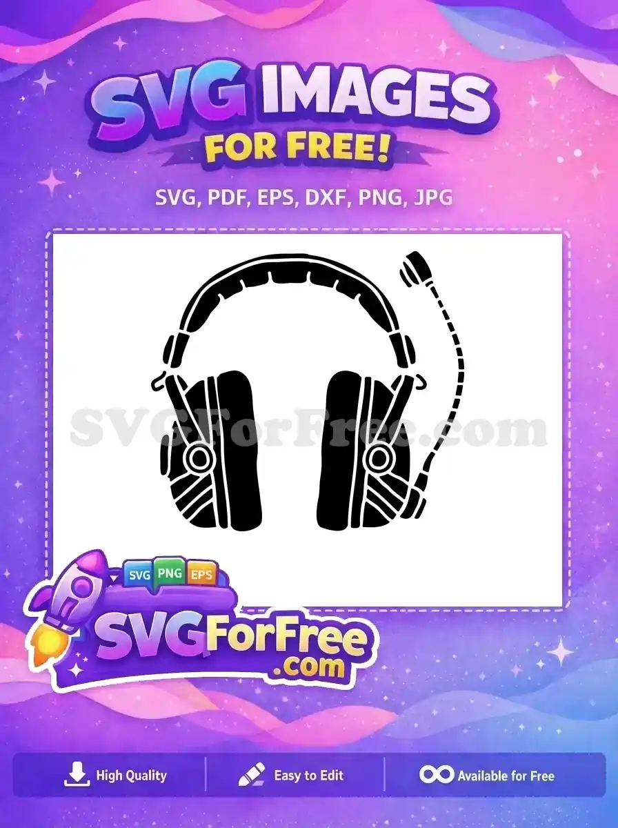 Free Chunky Gaming Headset Free Adjustable Boom Mic Gamer Free SVG