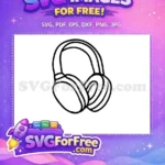 Free Black Outline Headset Free Music Accessory Headset Free SVG - Instant Download
