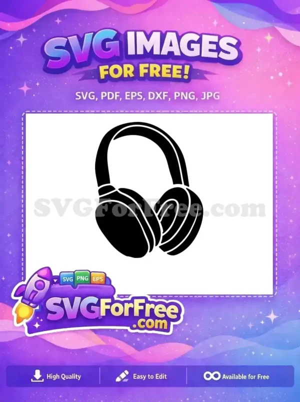 Free Black Headset Free Music Accessory Silhouette Free SVG 2