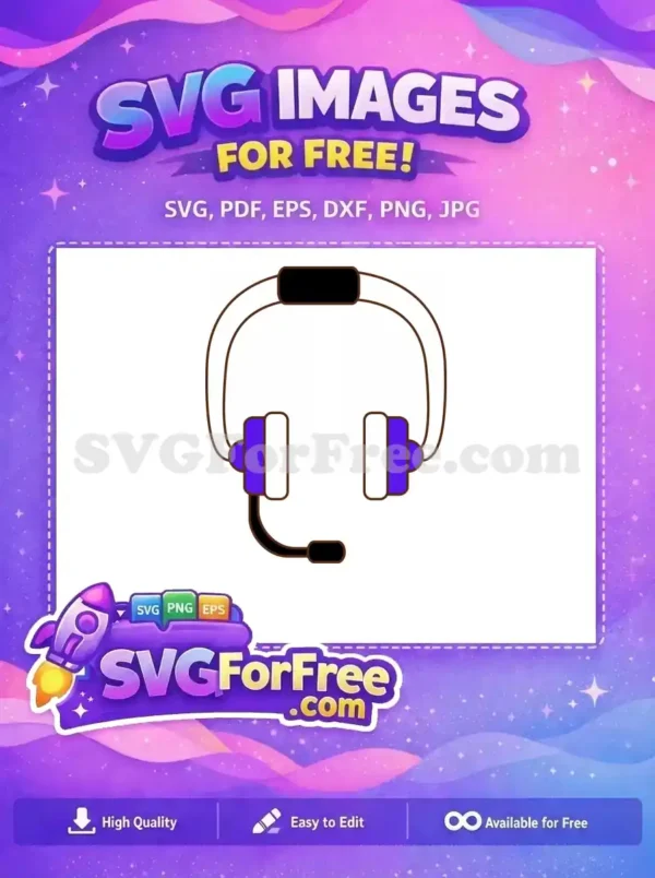Free White Headset Free Purple Accents Gamer Free SVG