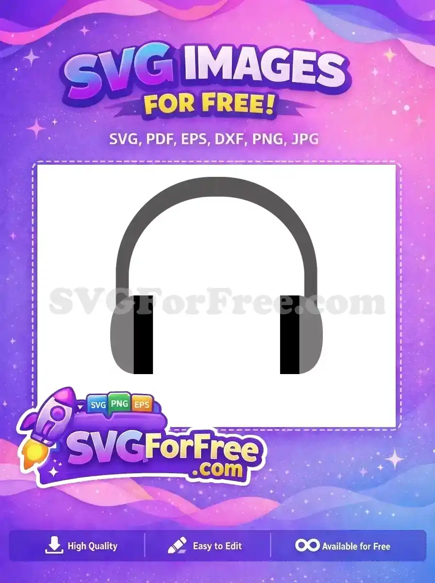 Free Gray Padded Headset Free Simple Design Music Free SVG