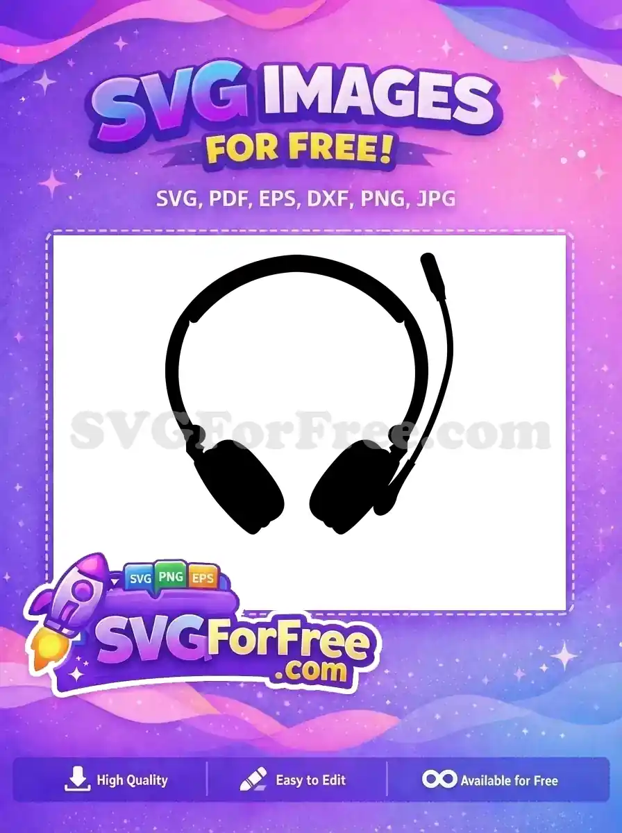 Free Black Headset Free Microphone Style Headset Free SVG