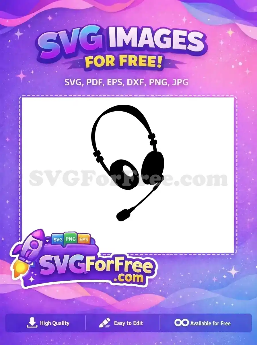 Free Black Headset Free Microphone Boom Headphone Free SVG