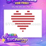 Free Red Horizontal Lines Free Striped Heart Love Free SVG - Instant Download