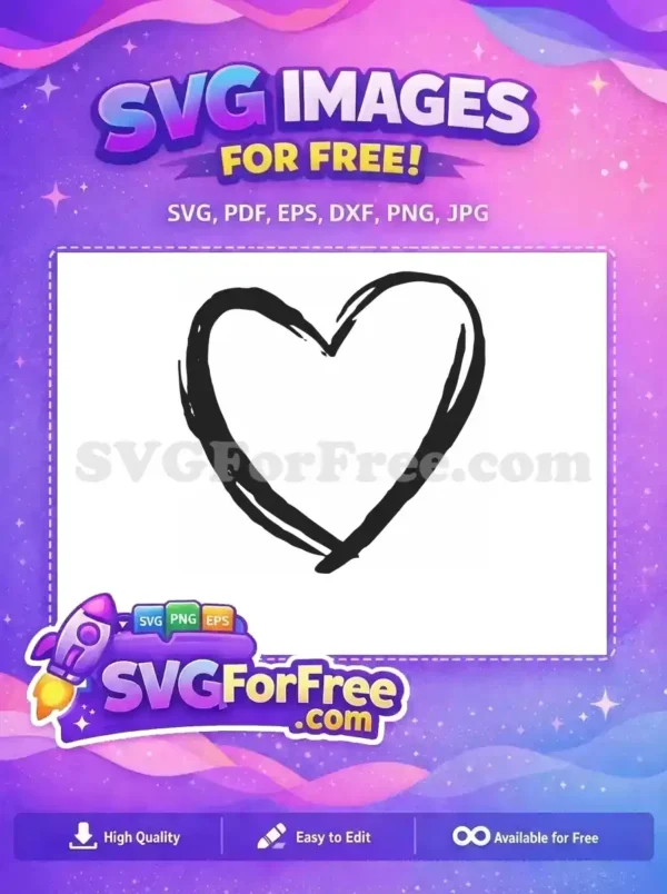 Free Distressed Outline Free Love Heart Valentine Free SVG