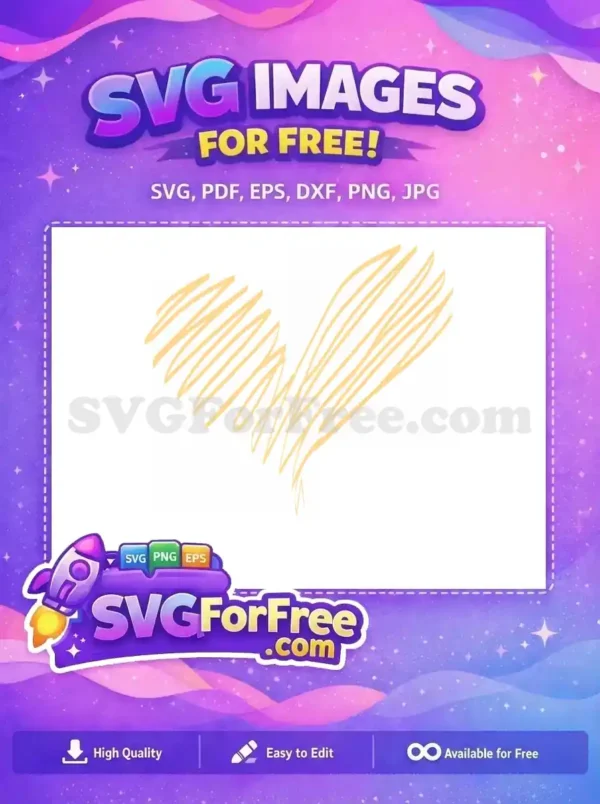 Free Scribbled Peach Heart Free Abstract Lines Art Free SVG