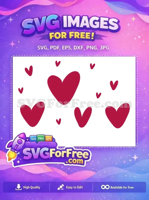 Free Burgundy Hearts Free Scattered Valentines Pattern Free SVG