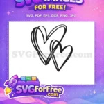 Free Overlapping Outline Hearts Free Love Heart SVG Free SVG - Instant Download