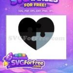 Free Black Grey Puzzle Free Heart Shape Free SVG - Instant Download