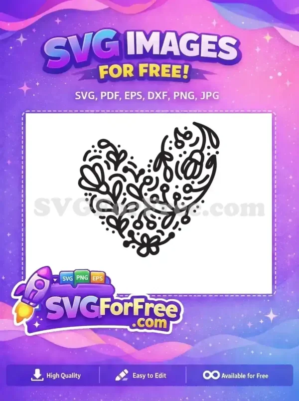 Free Floral Pattern Free Swirling Leaves Heart Free SVG