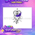 Free Purple Floral Heart Free Flower Arrangement Design Free SVG - Instant Download
