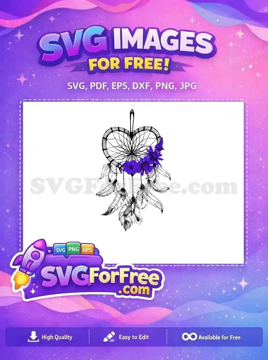 Free Purple Floral Heart Free Flower Arrangement Design Free SVG