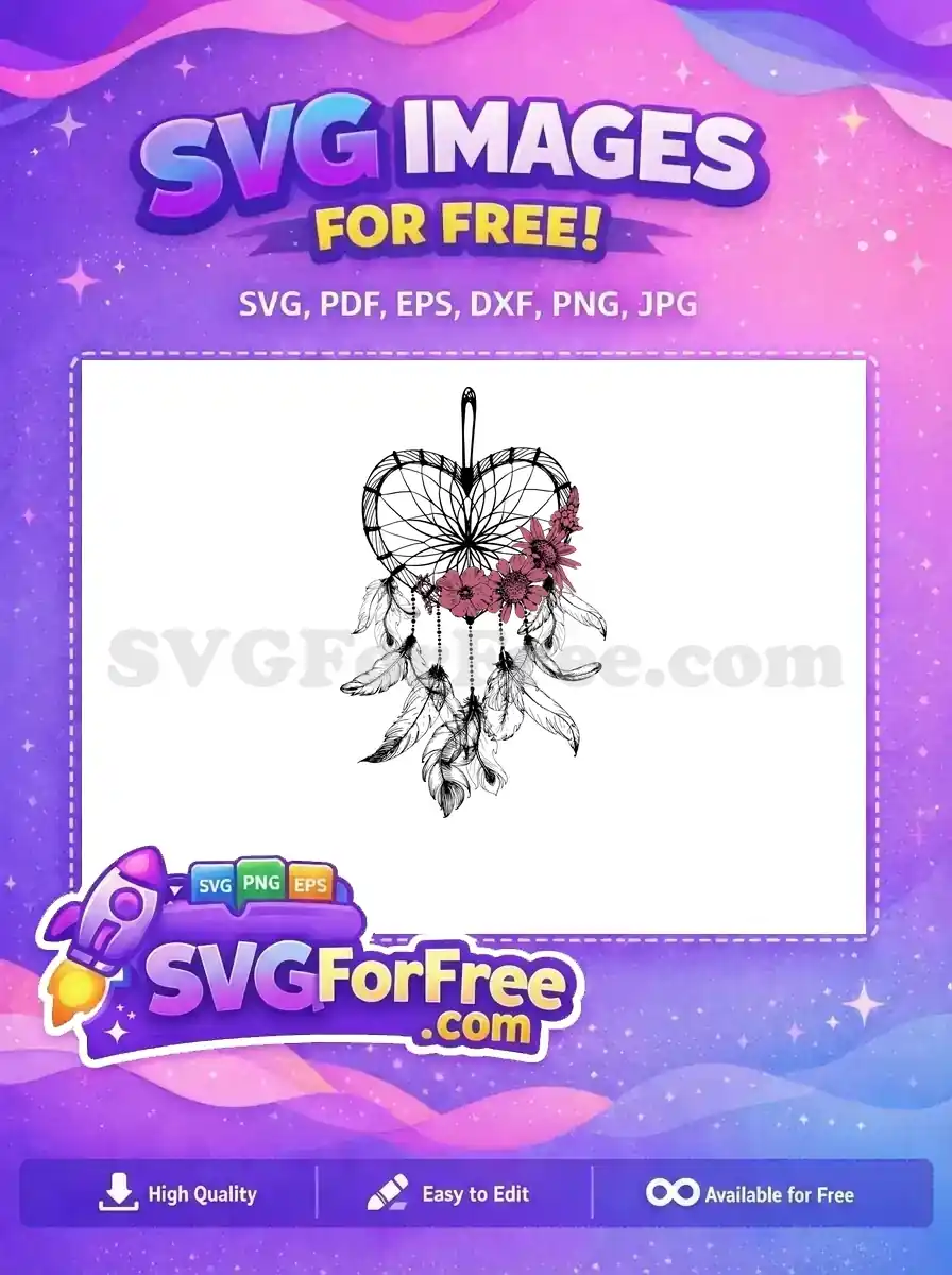 Free Pink Floral Corner Free Heart SVG Design Free SVG