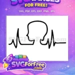 Free Heartbeat Outline Free Woman Profile One Free SVG - Instant Download