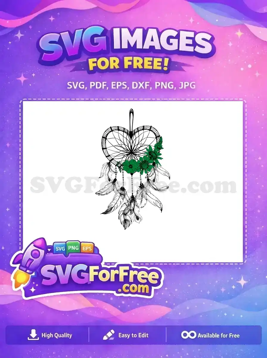 Free Green Flowers Free Heart SVG Floral Arrangement Free SVG