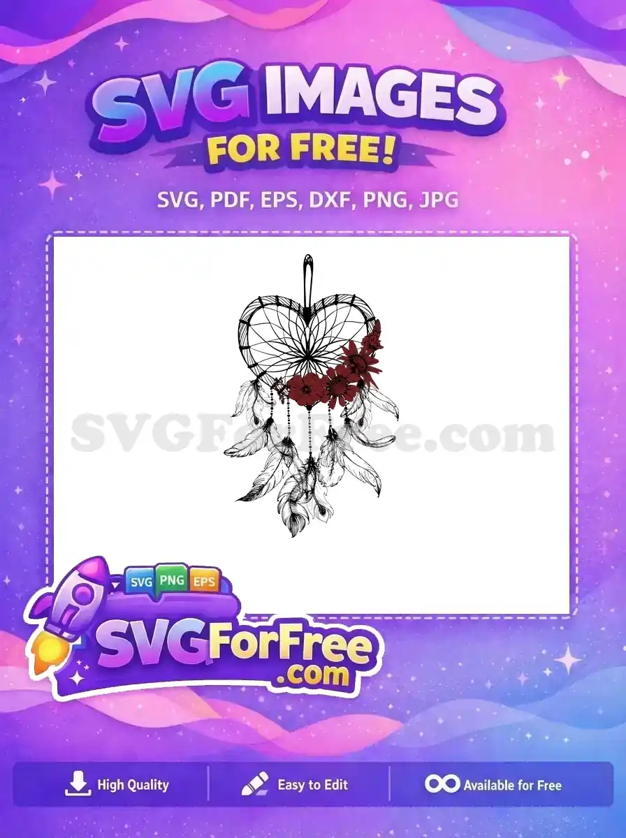 Free Red Flower Bouquet Free Heart SVG Design Free SVG
